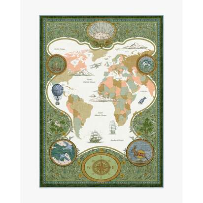 Little Explorer Gold & Green Flatwoven Rug - 150 x 215 cm - Rug + Pad System