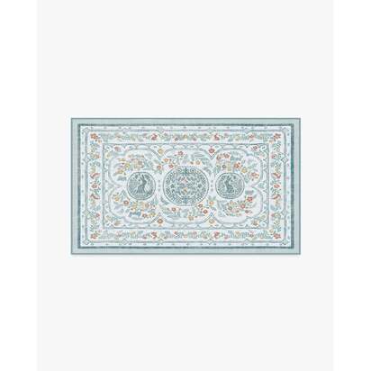 Twin Bunny Border Blue Flatwoven Rug - 90 x 150 cm - Rug + Cushioned Pad System
