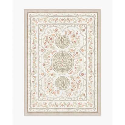 Twin Bunny Border Natural Flatwoven Rug - 150 x 215 cm - Rug + Pad System