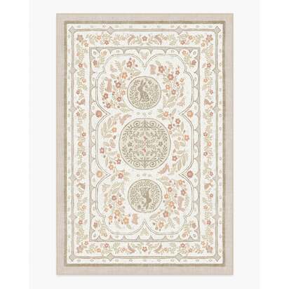 Twin Bunny Border Natural Flatwoven Rug - 185 x 275 cm - Rug + Pad System