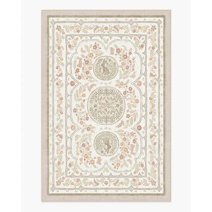 Twin Bunny Border Natural Flatwoven Rug - 200 x 290 cm - Rug + Pad System