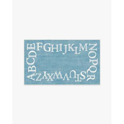 Easy as ABC Slate Blue Flatwoven Rug - 90 x 150 cm - Rug + Cushioned Pad System