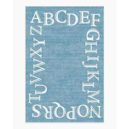 Easy as ABC Slate Blue Flatwoven Rug - 90 x 150 cm - Rug + Cushioned Pad System
