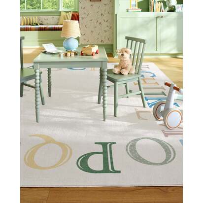 Easy as ABC Multicolour Flatwoven Rug - 185 x 275 cm - Rug + Pad System