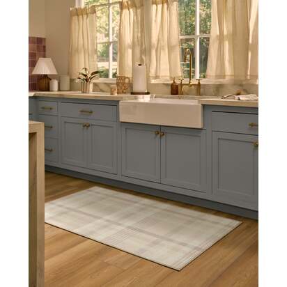 Charming Plaid Neutral Flatwoven Rug - 90 x 150 cm - Rug + Pad System