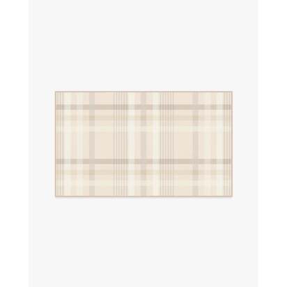 Charming Plaid Neutral Flatwoven Rug - 90 x 150 cm - Rug + Cushioned Pad System