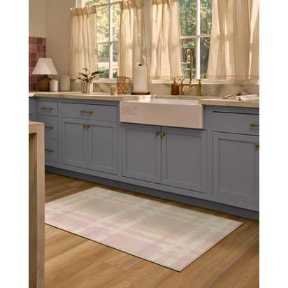 Charming Plaid Pink Flatwoven Rug - 150 x 215 cm - Rug + Pad System