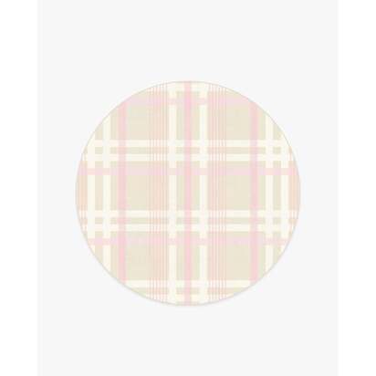 Charming Plaid Pink Flatwoven Rug - 185 Round cm - Rug + Pad System