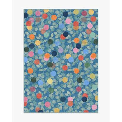 Botanical Whimsy Dots Blue Flatwoven Rug - 150 x 215 cm - Rug + Pad System