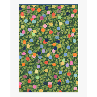 Botanical Whimsy Dots Green Flatwoven Rug - 185 x 275 cm - Rug + Pad System