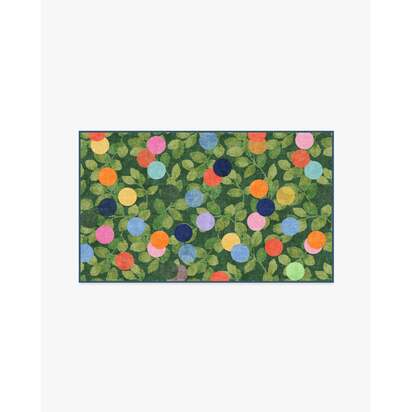 Botanical Whimsy Dots Green Flatwoven Rug - 90 x 150 cm - Rug + Cushioned Pad System