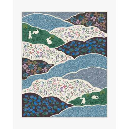 Flower Fields Teal Multicolour Flatwoven Rug - 200 x 290 cm - Rug + Cushioned Pad System