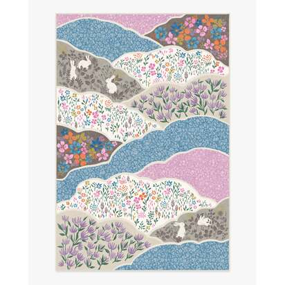 Flower Fields Pastel Multicolour Flatwoven Rug - 185 x 275 cm - Rug + Cushioned Pad System