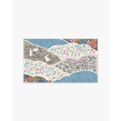Flower Fields Pastel Multicolour Flatwoven Rug - 185 Round cm - Rug + Cushioned Pad System