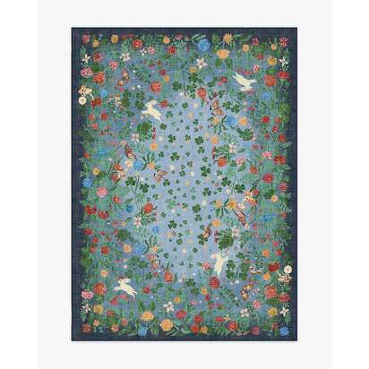 Lily Pad Midnight Multicolour Flatwoven Rug - 150 x 215 cm - Rug + Pad System