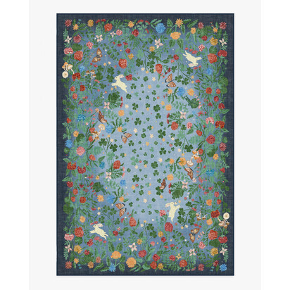 Lily Pad Midnight Multicolour Flatwoven Rug - 185 x 275 cm - Rug + Pad System