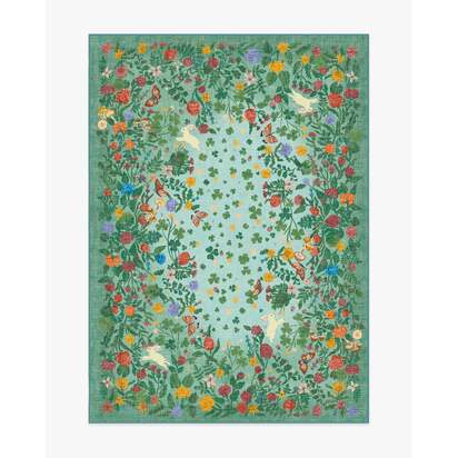 Lily Pad Meadow Multicolour Flatwoven Rug - 150 x 215 cm - Rug + Pad System