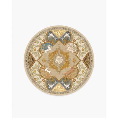 Woodland Wanderer Medallion Natural Rug - 185 Round cm - All-In-One Rug