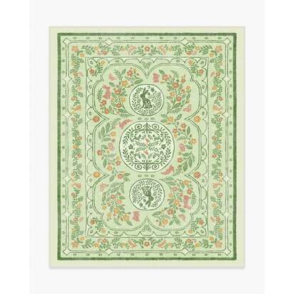 Twin Bunny Border Green Rug - 245 x 305 cm - All-In-One Rug