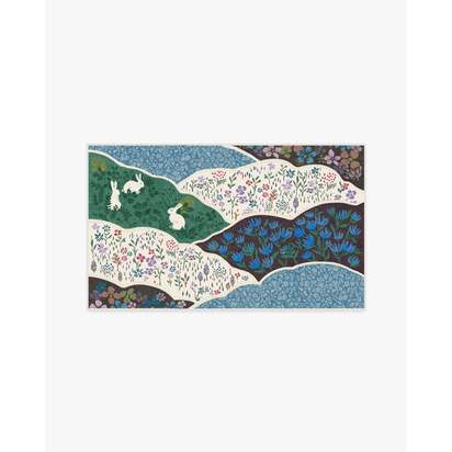 Flower Fields Teal Multicolour Rug - 90 x 150 cm - All-In-One Rug