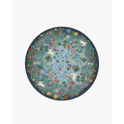 Lily Pad Midnight Multicolour Flatwoven Rug - 185 Round cm - Rug + Pad System
