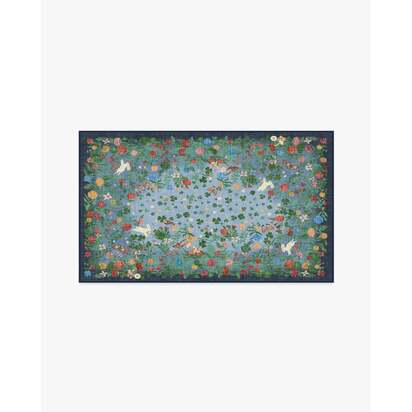 Lily Pad Midnight Multicolour Flatwoven Rug - 90 x 150 cm - Rug + Cushioned Pad System