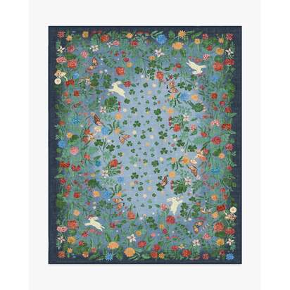 Lily Pad Midnight Multicolour Flatwoven Rug - 200 x 290 cm - Rug + Cushioned Pad System