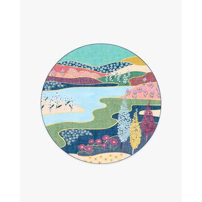 Dreamland Multicolour Bright Flatwoven Rug - 185 Round cm - Rug + Pad System