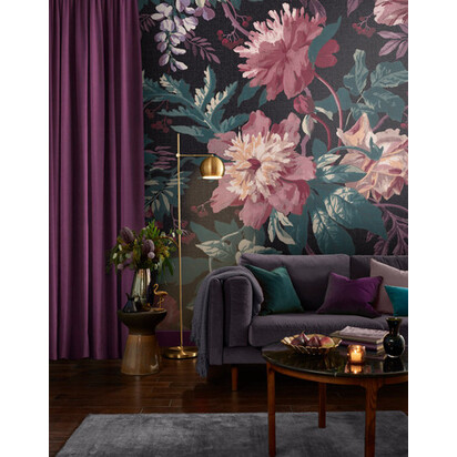 Wall Mural - Florenzia Night Shade Bespoke Mural Purple Wall Mural Made To Measure Wall Murals by Graham & Brown