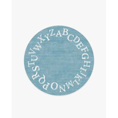 Easy as ABC Slate Blue Flatwoven Rug - 185 Round cm - Rug + Pad System