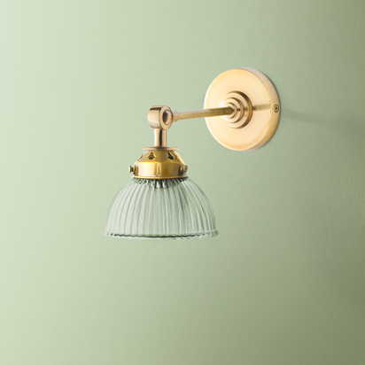 Elbow wall fitting IP44 in antique brass