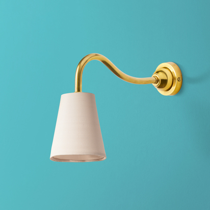 IP44 Swan neck wall fitting in antique brass
