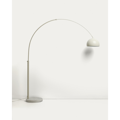 Madali floor lamp in steel with white finish and white marble with adaptor UK