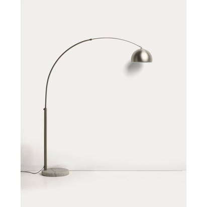 Madali floor lamp in steel with brushed silver finish and white marble with UK adaptor