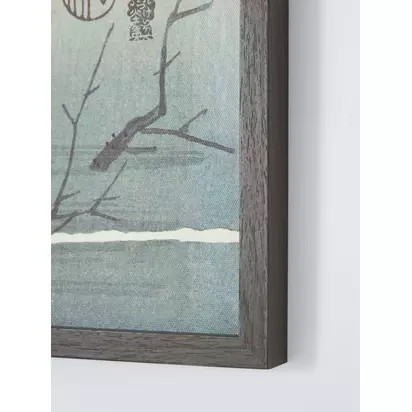 John Lewis Ohara Koson 'White Heron on Tree Branch' Framed Canvas Print, 92 x 42cm, Grey Multi | 92x3x42cm