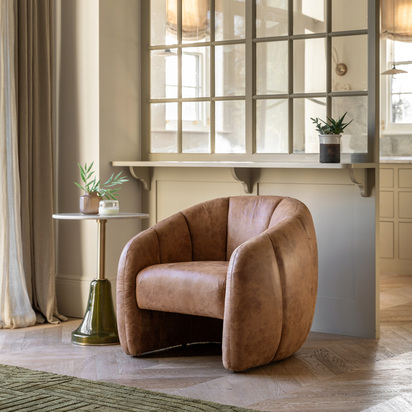 Cotsmore Tub Chair Antique Tan Leather