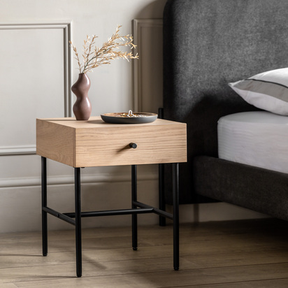 Tewkesbury 1 Drawer Bedside Natural 400x400x500mm