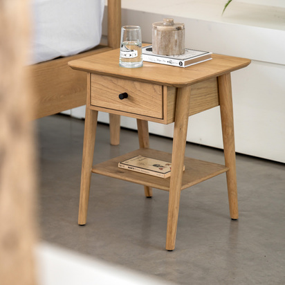 Burcroft 1 Drawer Bedside Natural 450x400x500mm
