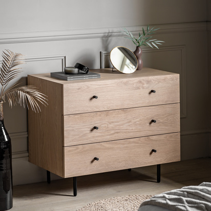 Tewkesbury 3 Drawer Chest Natural 900x400x750mm