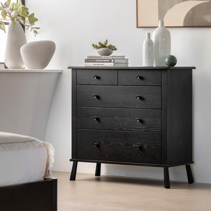 Maplewood 5 Drawer Chest Black 980x450x954mm