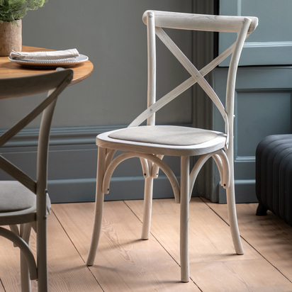 Studio Cafe Chair White Linen 470x560x880mm (2pk)