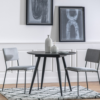 Harbury Round Dining Table Black 900x900x750mm
