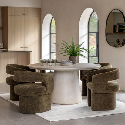 Hadwell Round Dining Tble Travertine 1520x1520x760mm