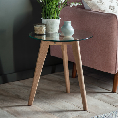 Kelham Round Side Table Oak 450x450x500mm