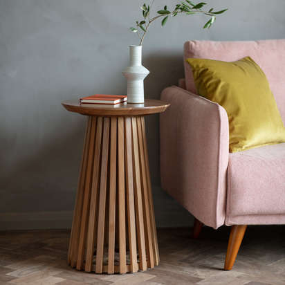 Beresford Slatted Side Table 400x400x600mm