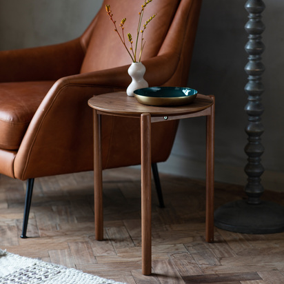 Grantham Side Table Walnut 400x400x500mm