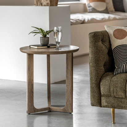 Alderwood Side Table Smoked 500x500x550mm