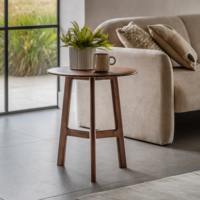Elmmore Round Side Table Walnut 500x500x575mm