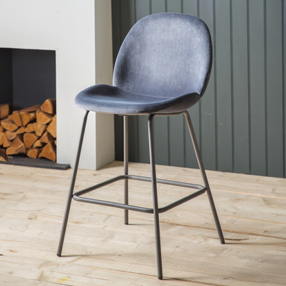 Brookcombe Stool Grey Velvet (2pk)