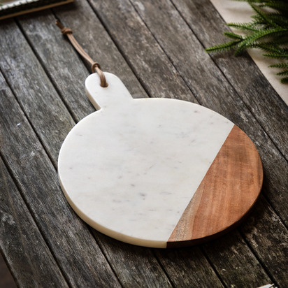 Larkford Round Cheese Board White Marble
